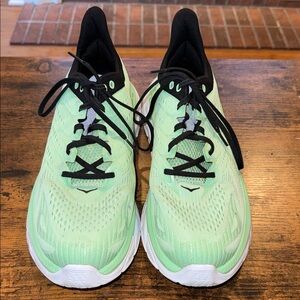 Hoka Mint Green Running Shoes with Black Accents